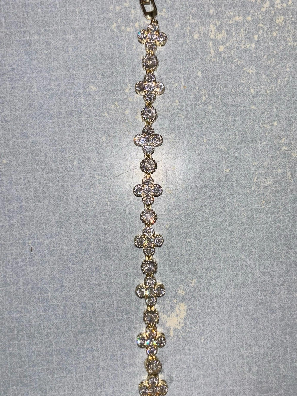 Crystal Cross Link Bracelet in Gold & Clear